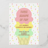 Eiskrem 3. Geburtstag Folieneinladung (Vorderseite)