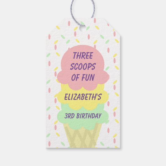 Eiskrem 3. Geburtstag Geschenkanhänger (Rückseite)