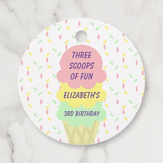 Eiskrem 3. Geburtstag Geschenkanhänger (Rückseite)