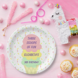 Eiskrem 3. Geburtstag Pappteller