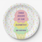 Eiskrem 3. Geburtstag Pappteller (Vorderseite)