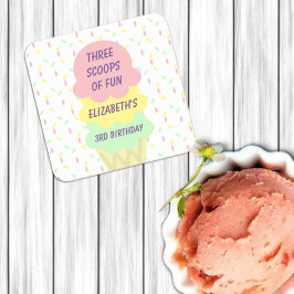 Eiskrem 3. Geburtstag Rechteckiger Pappuntersetzer