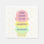Eiskrem 3. Geburtstag Serviette (Vorderseite)