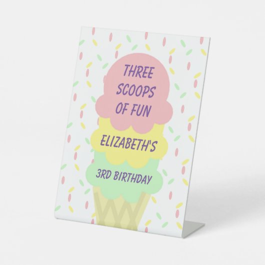Eiskrem 3. Geburtstag Sockelschild (Vorderseite)