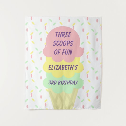 Eiskrem 3. Geburtstag Wandteppich (Vorderseite)