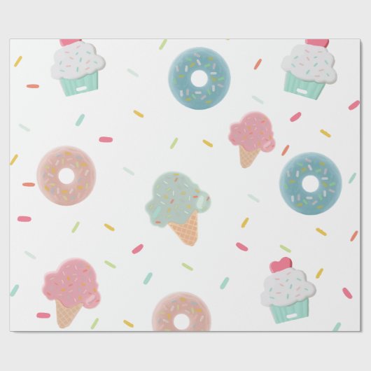 Eiskrem-Cartoon Geschenkpapier (Flach)