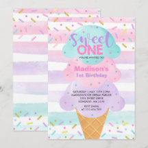 Eiskrem Einladung Süße 1. Geburtstag