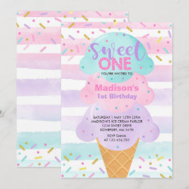 Eiskrem Einladung Süße 1. Geburtstag