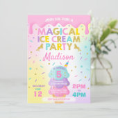 Eiskrem Einladung Unicorn Ice Cream Party (Stehend Vorderseite)