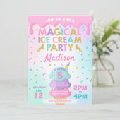 Eiskrem Einladung Unicorn Ice Cream Party (Stehend Vorderseite)