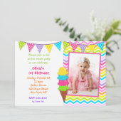 Eiskrem Foto Geburtstagseinladungen Einladung (Stehend Vorderseite)