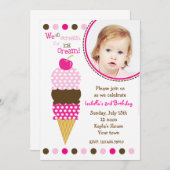 Eiskrem Foto Geburtstagsparty Einladung (Vorne/Hinten)