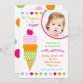 Eiskrem Foto Geburtstagsparty Einladungen (Vorne/Hinten)
