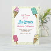 Eiskrem Geburtstagspartei Einladung (Stehend Vorderseite)