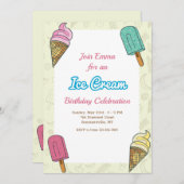 Eiskrem Geburtstagspartei  Einladung (Vorne/Hinten)