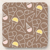 Eiskrem-Kronmuster auf braunem Boden Getränkeuntersetzer (Vorderseite)