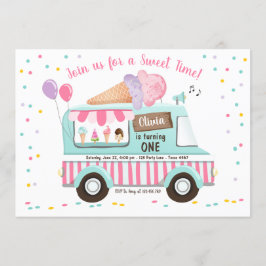 Eiskrem Lkw Geburtstagseinladung Girl Pink Einladung