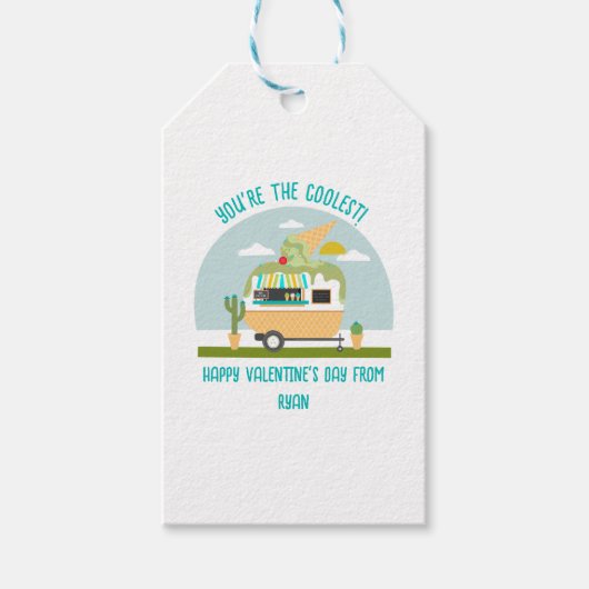 Eiskrem LKW Grüner Klassenzimmer Valentine Geschenkanhänger (Vorderseite)