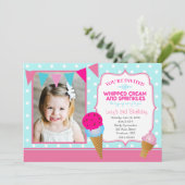 Eiskrem-Party-Anhänger Einladung (Stehend Vorderseite)