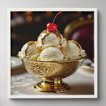 Eiskrem Sonntag mit Goldsirup-Leere