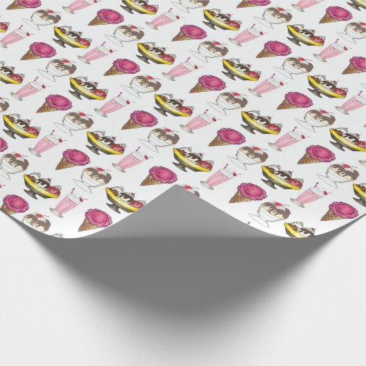 Eiskrem Sozialer Gefallen Banana Split Geschenkpapier (Ecke)