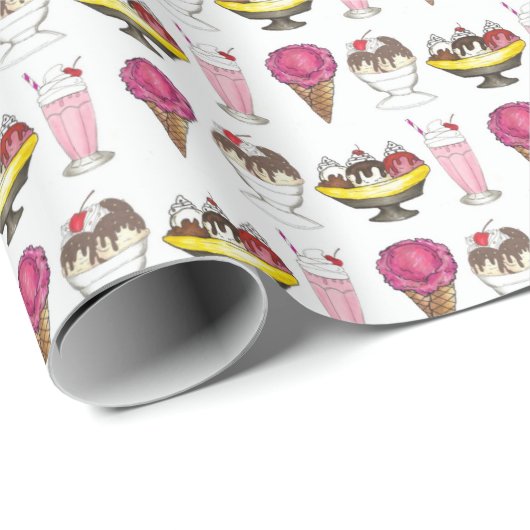Eiskrem Sozialer Gefallen Banana Split Geschenkpapier (Rolleneckpunkt)