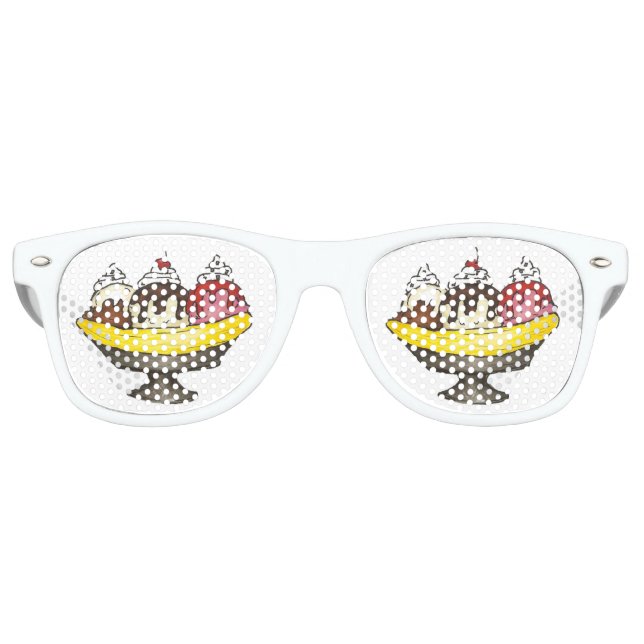 Eiskrem Sozialer Gefallen Banana Split Partybrille (Vorderseite)