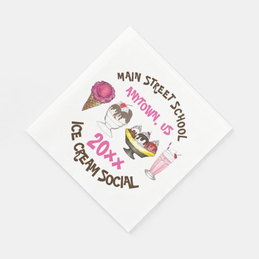 Eiskrem Sozialer Gefallen Banana Split Serviette (Ecke)