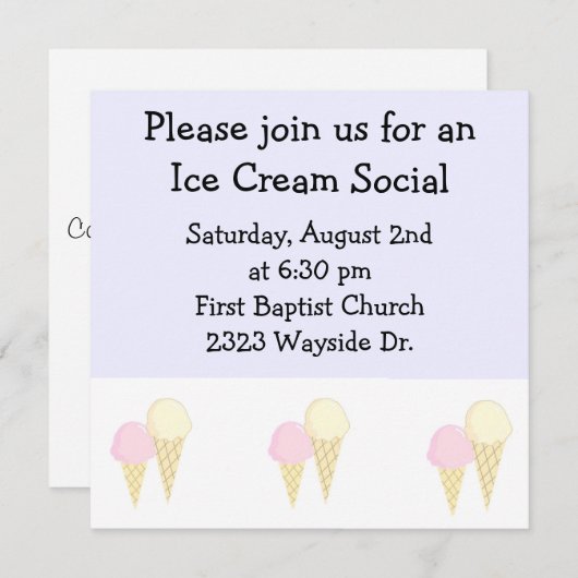 Eiskrem Soziales Einladung (Vorne/Hinten)