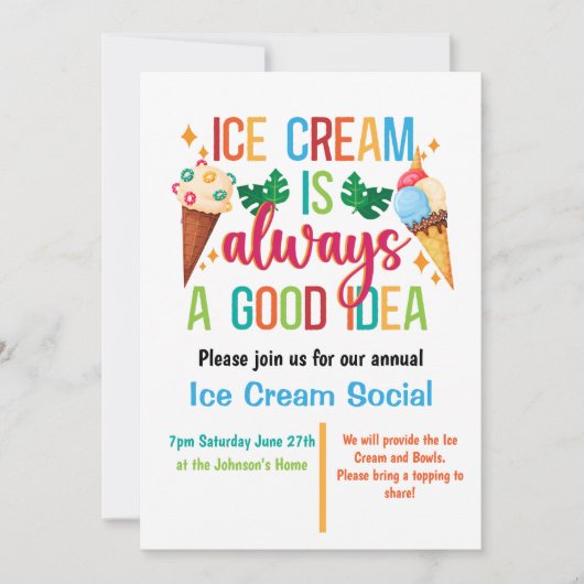 Eiskrem Soziales Einladung (Vorderseite)