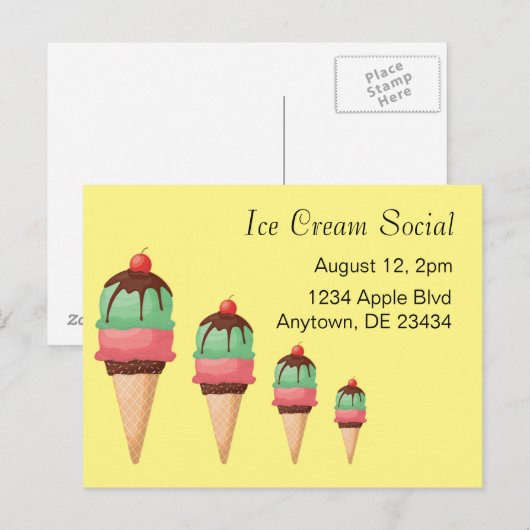 Eiskrem Soziales Postkarte (Vorne/Hinten)