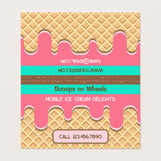 Eiskrem Visitenkarten (Außenseite Aufgefaltet)