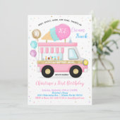 Eiskremfahrt am Geburtstag Einladung (Stehend Vorderseite)