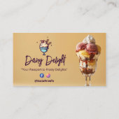 Eiskremgeschäft | Delicious Sundae Brown Visitenkarte (Rückseite)