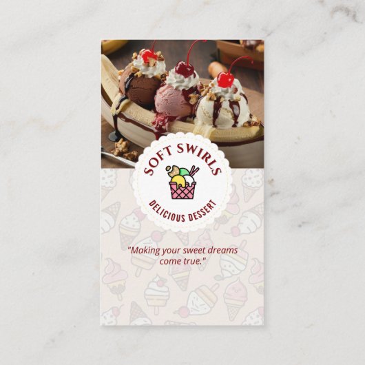 Eiskremgeschäft | Köstliche Dessertcreme Visitenkarte (Rückseite)