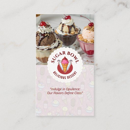 Eiskremgeschäft | Köstliche Dessertgeschmacksricht Visitenkarte (Rückseite)