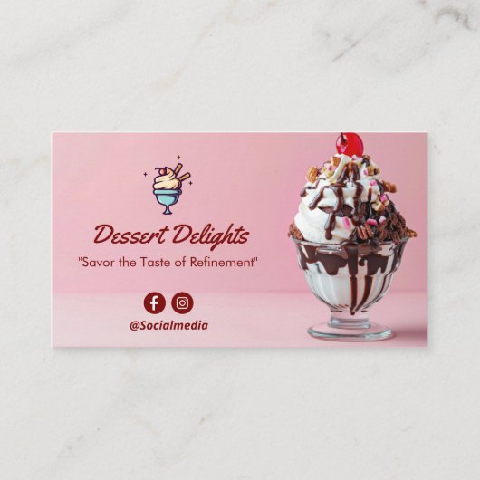 Eiskremgeschäft | Niedlicher rosa Strichcode Visitenkarte (Rückseite)