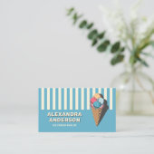 Eiskremsaal - gestreift und Vintag Visitenkarte (Stehend Vorderseite)