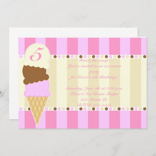 Eiskremshoppe Einladung (Vorne/Hinten)