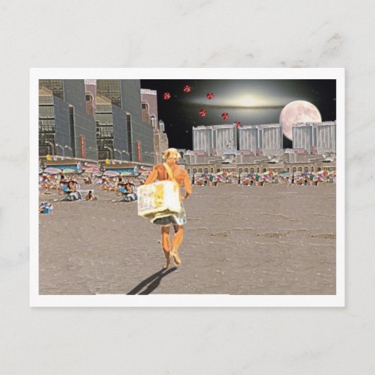 Eiskremsverkäufer am Strand Postkarte (Vorderseite)
