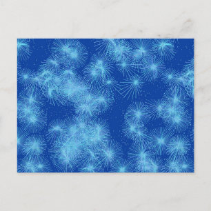 Eiskristall-Sternenexplosionen, blauer Hintergrund Postkarte