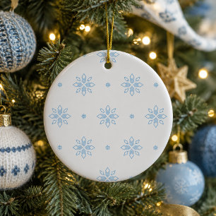 Eiskristalle in blau keramik ornament