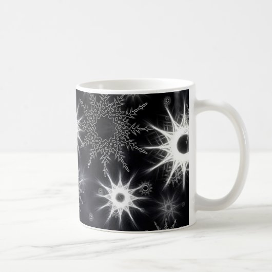 Eiskristallmuster auf Schwarz Kaffeetasse (Rechts)
