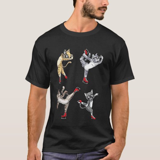Eiskunstlauf Katze T-Shirt (Vorderseite)
