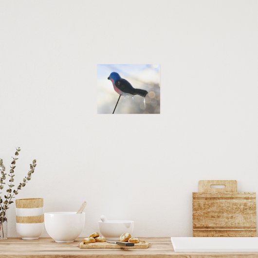 Eiskunstwerk auf Vogelrasen - Winter Poster (Küche)