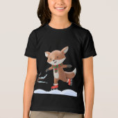 Eislauf-Cartoon-Fuchs Tri-Blend Shirt (Vorderseite)