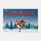 Eislauf-Dachshund-Weihnachts-Fußmatte Fußmatte (Vorderseite)