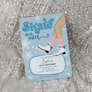 Eislauf-Geburtstags-Einladung Winter-Schlittschuhp Einladung