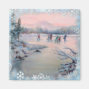 EISLAUF-PARTY & SCHNEEFLOCKEN von SHARON SHARPE Magnet
