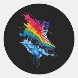 Eislauf Schlittschuhe Eishockey Runder Aufkleber